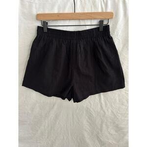 Commense Womens Small Black Minimalist Linen Blend Pull On Shorts Loungewear